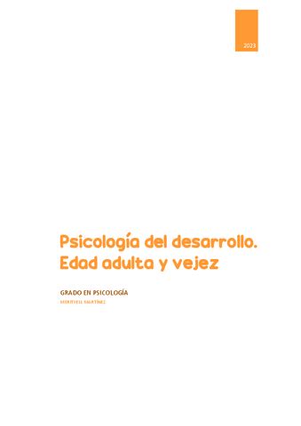 Psicologia Del Desarrollo Adultez Y Vejez Preguntas De Desarrollo VIU Pdf