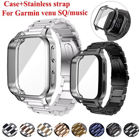 Case Stainless Steel Metal Strap For Garmin Venu SQ Metal Strap