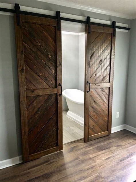 Solid Cypress Chevron Sliding Barn Door Pairs Shipping Etsy Barn Door Interior Barn Doors