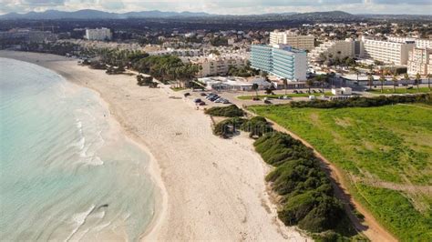 Aerial View Natural Paradise Beach in the Mediterranean, Sa Coma ...