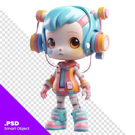 Renderización 3d de una chica astronauta de dibujos animados con