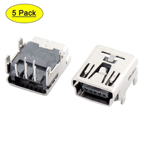 20 Pcs Mini Usb Type B Female Socket 5 Pin Right Angle Dip Jack