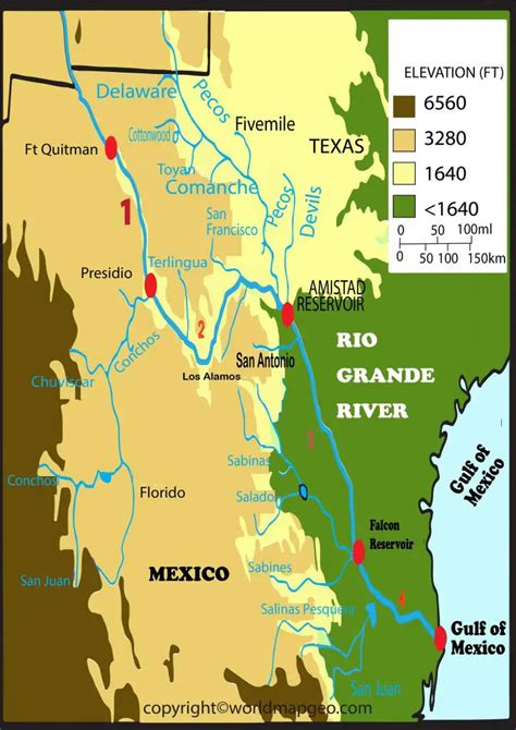 Rio Grande River Map Texas US Printable Map