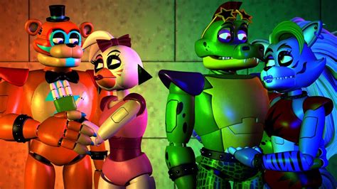 Glamrock Freddy X Glamrock Chica And Montgomery Gator X Roxanne Wolf Fnaf Security Breach Sfm