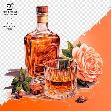 Premium Psd Whiskey Bottle Glass Clipart Png Watercolor Drink