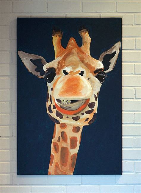 Giraffe Paintings Canvas Art 24x36 Orange and Blue. $300.00, via Etsy ...