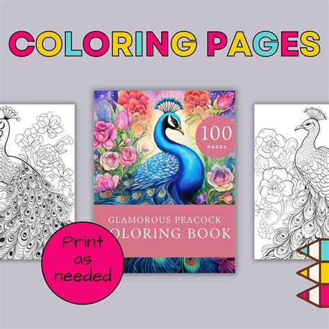 Printable Coloring Page Peacock Coloring Page Grayscale  Printable Pdf Instant Download Birds