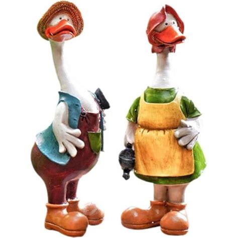 1 Paire De Résine De Bande Dessinée Couples Canard Poussin Figurine