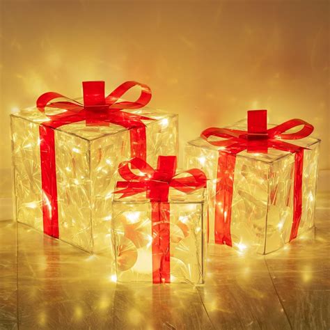 Amazon Hourleey Set Of Christmas Lighted Gift Boxes Pre Lit