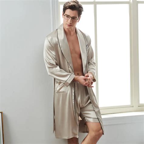 Xifenni Sexy Silk Man Sleeping Robe Shorts Sets Spring New Satin Silk