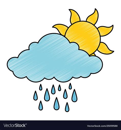 Summer sun with rain Royalty Free Vector Image