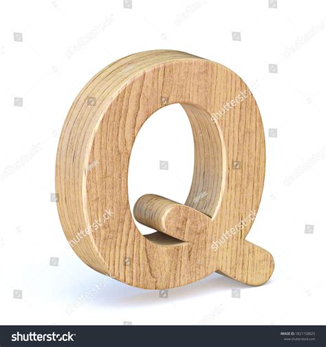 Rounded Wooden Font Letter Q 3d Stock Illustration 1821158825