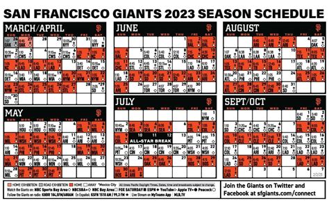 San Francisco Giants Printable Schedule