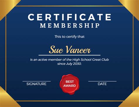 Membership Certificate Sample