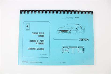 1984 87 Ferrari 288 Gto Spare Parts Catalogue Manual Handbook Pouch