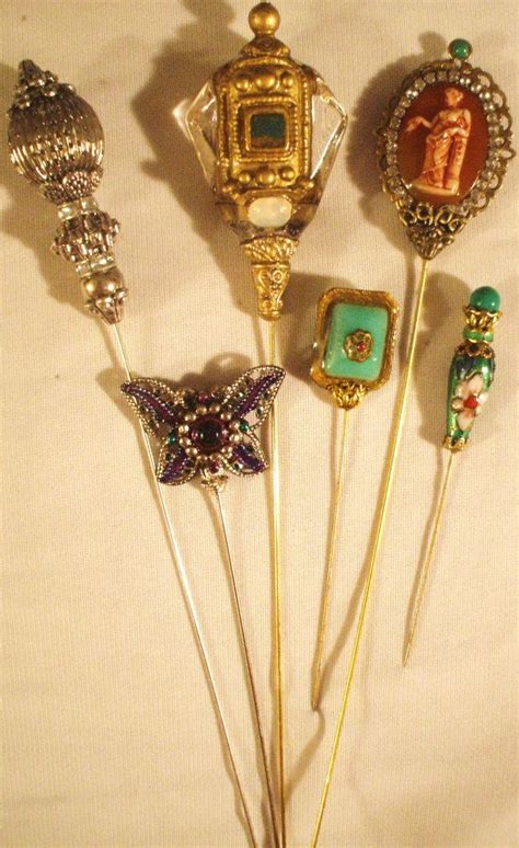 6 Antique Style Hat Pins With Vintage And Antique Pieces Etsy Hat