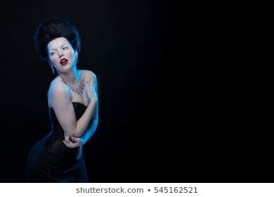 Portrait Actress Brunette Woman High Hair Stock Photo