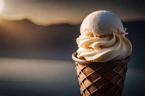 Premium Photo Melting Ice Cream In Cone