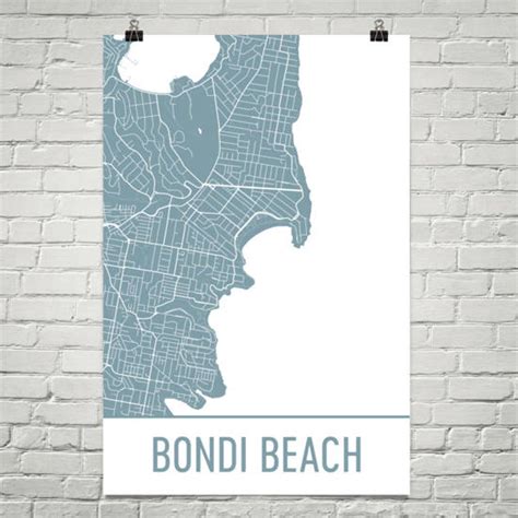 Bondi Beach Map Bondi Beach Art Sydney Print Bondi Beach - Etsy