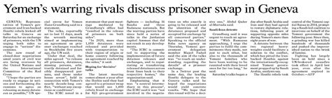 Dawn Epaper Mar 12 2023 Yemen`s Warring Rivals Discuss Prisoner