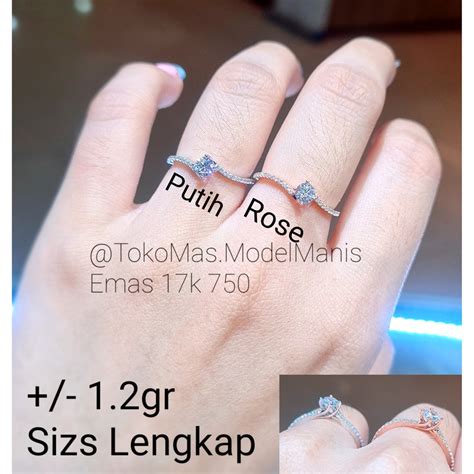 Jual Cincin Emas Putih Rosegold Diamond Looks Kadar K Restock