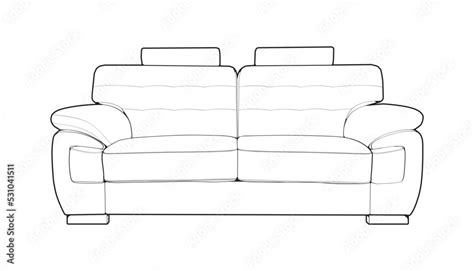 Sofa or couch line art illustrator. Outline furniture for living room ...