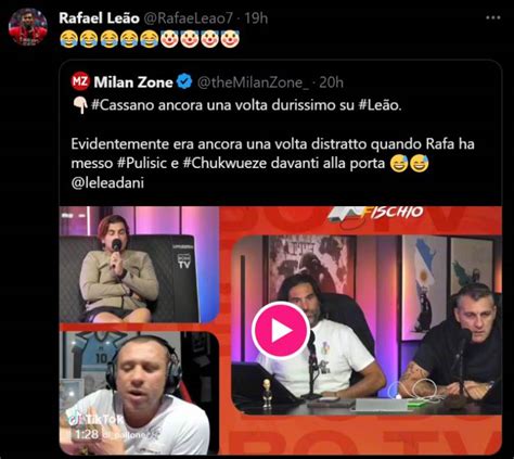 Cassano Lo Critica Leao Risponde Con Emoji Del Pagliaccio Foto