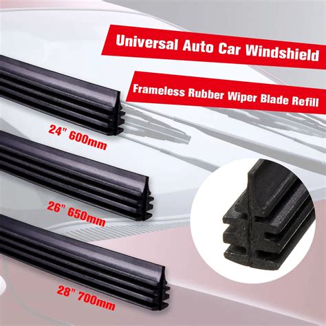 2 Pcs Universal 28 26 24 700mm 650mm 600mm Car Rubber Frameless