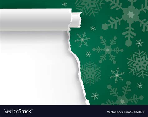 Christmas Ripped Paper Background With Snowflakes Vector Image