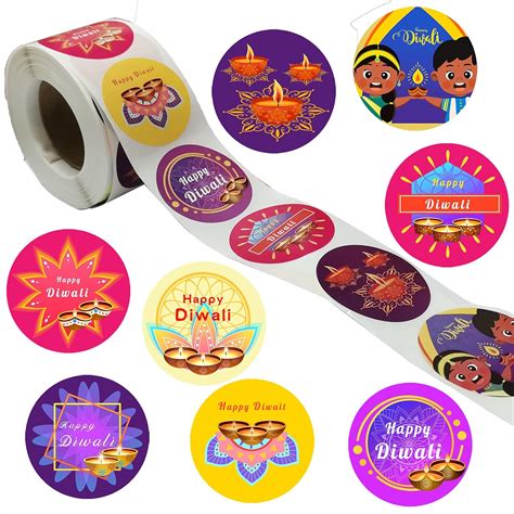 500 Pieces Happy Diwali Day Party Decorations Labels Roll