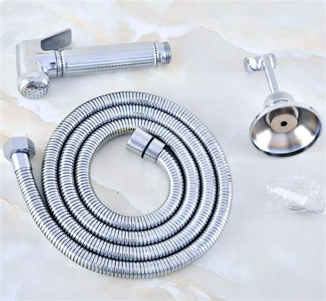 Chrome 1 5m Hose Hand Held Bidet Shower Set Toilet Jet Cleaner Portable Bidet Hook Bracket High