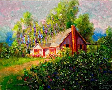 Spring Cottage Oil Painting Painting By Greg Cartmell Saatchi Art