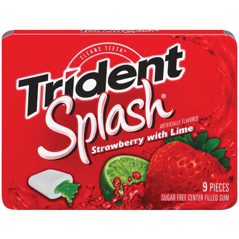 Trident Splash Center Filled Gum Sugar Free Strawberry With Lime 9