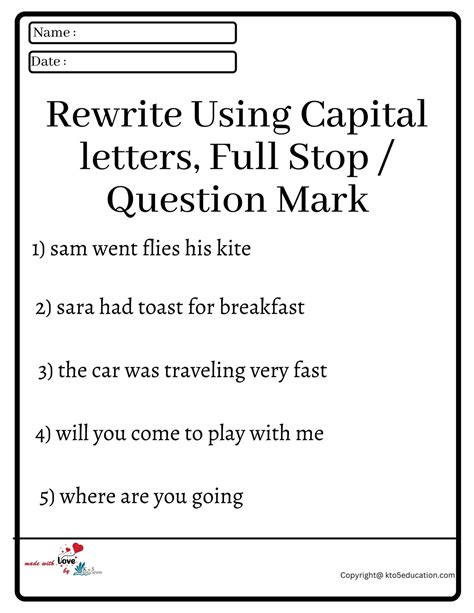 Capital Letters Worksheets Free English Worksheets