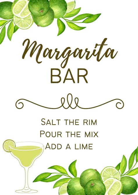 Margarita Bar Sign With Limes On It