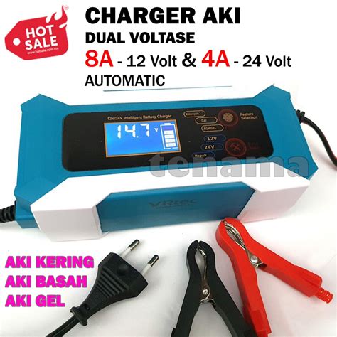 Jual VRtec Charger Aki 12V 8A 24V 4A Full LCD Intelligent Automatic