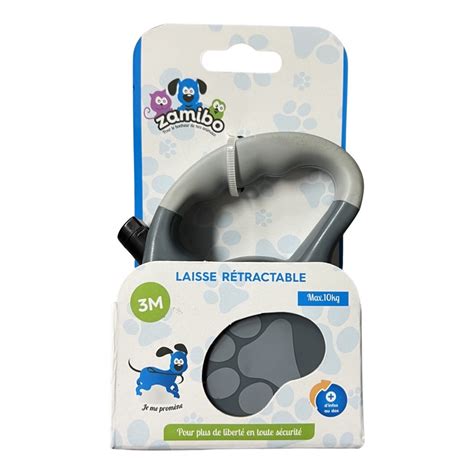 Laisse rétractable 3M 10kg gris Instant Animal