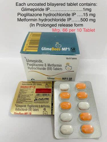 Glimepiride 1 Mg Pioglitazone 15 Mg And Metformin 500 Mg Sr Tablets At