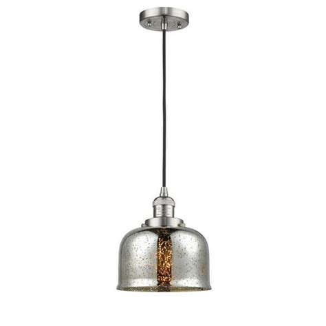 Innovations Bell 1 Light Brushed Satin Nickel Bowl Pendant Light With Silver Plated Mercury