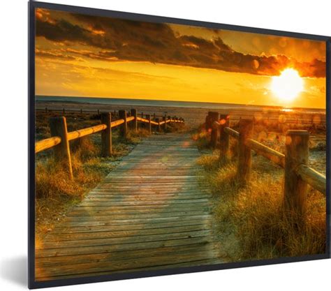 Fotolijst Incl Poster Zon Strand Duin Horizon Gras Pad