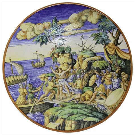 Grande Piatto Da Parete In Maiolica Policroma Asta Una Collezione Di