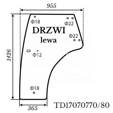 Szyba Drzwi Lewych Kubota L5040 Zielona TD17070770 80