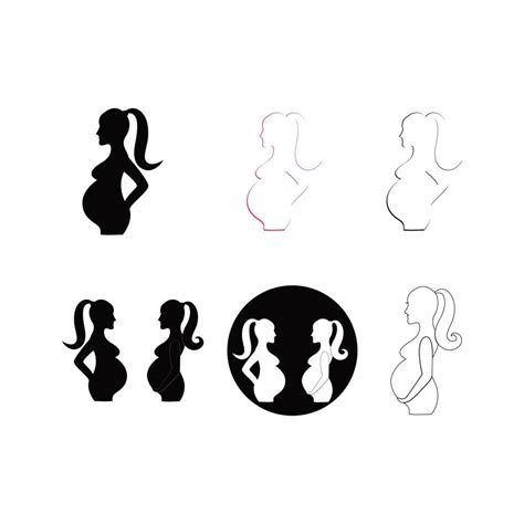 Pregnant Woman Line Art Symbols Template Vector 4257611 Vector Art At