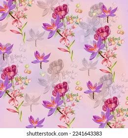 Flower Allover Botanical Watercolor Pastel Ground Stock Illustration