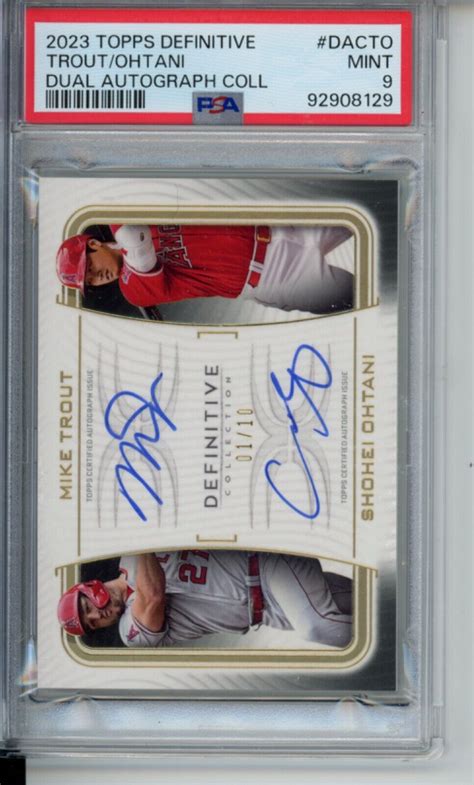 Topps Definitive Mike Trout Shohei Ohtani Dual Auto Psa Mint