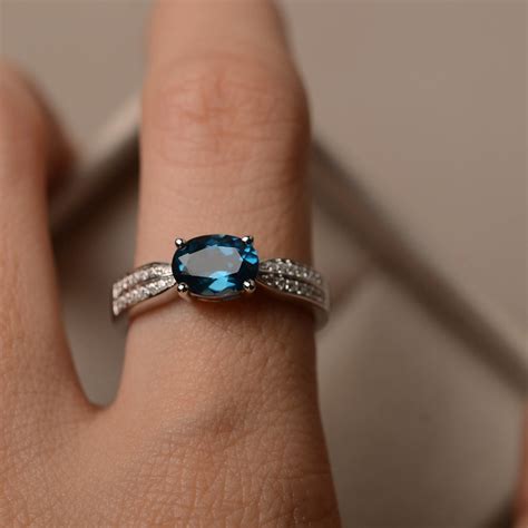 Anillo de topacio azul de Londres anillo de compromiso para Etsy México