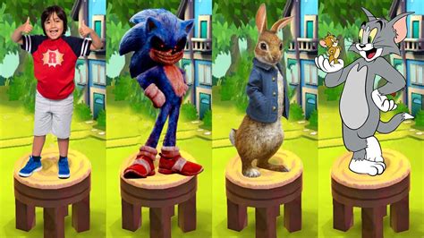 Tag With Ryan Vs Sonic Dash Vs Peter Rabbit Run Vs Tom And Jerry Run