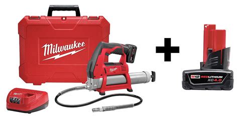 MILWAUKEE 12 V Battery Volt Battery Included Cordless Grease Gun