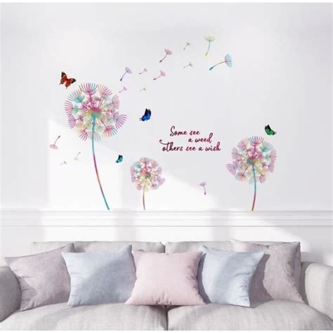 Stickers Muraux Pissenlit Color Fleur Sticker Mural Enfants Fille