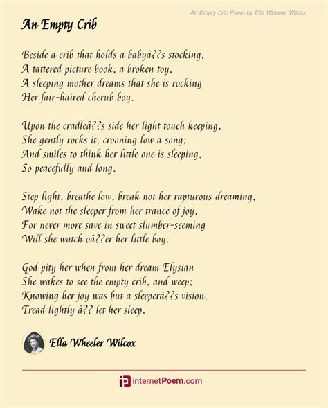 An Empty Crib Poem By Ella Wheeler Wilcox